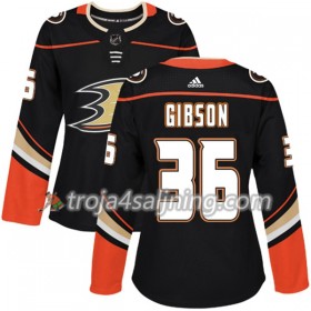 Anaheim Ducks tröja John Gibson 36 Adidas 2017-2018 Svart Authentic - Dame NHL Tröjor